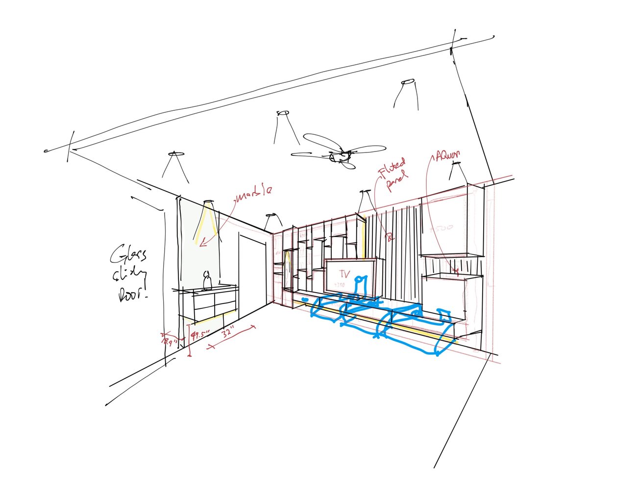 Interior elevation and joinery drawing by Creo Studio